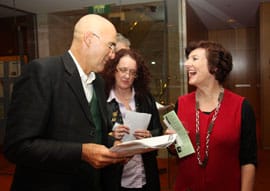 (left) NSW Upper House MLA, Ian Cohen (The Greens); Catriona McMillan, Sydney Food Fairness Alliance and Organic Traders and Consumers Network; food journalist and director of the inaugral 2009 Sydney International Food Festival, Joanna Savill