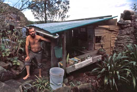 crater-resident Name long forgotten, this man occupied the small shack immeditely east of the Mens' Hut in 1987.