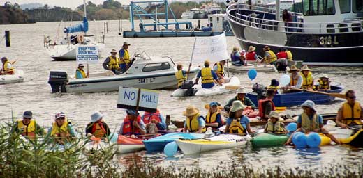 lton-flotilla A flotilla of smallc craft opposing the pulp mill