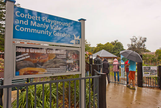 Despite the rainy start to winter visitors toured the community garden.