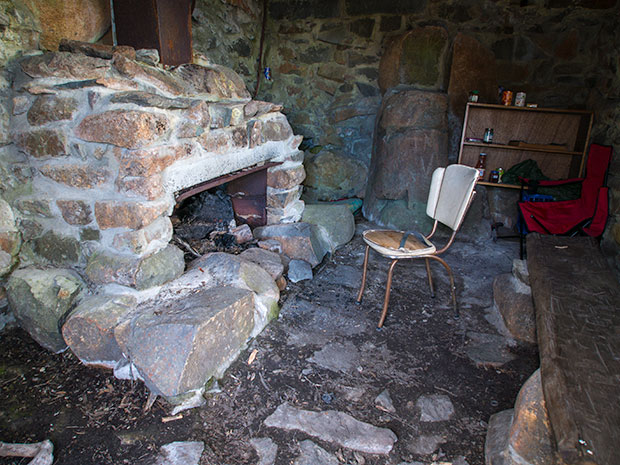 Inside Luckmans hut it's just the basics.